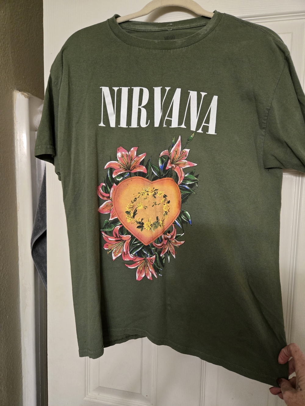 Nirvana Olive Graphic Band Tee - Men's Shirt